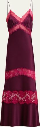 Diane Von F&uuml;rstenberg Eden Tiered Lace-Inset Maxi Slip Dress