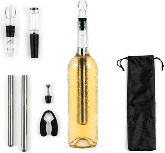 InnovaGoods Cofre De Accesorios Para Vino Con Enfriadores, Cortac&aacute;psulas, Aireador, Tapones Y Bolsa Innovagoods Cofre Sommelier