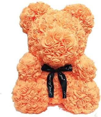Trade Shop Trade Shop - Oso De Peluche Rose Oso Con Flores Artificiales Desde 25 Cm De San Valent&iacute;n - Orange