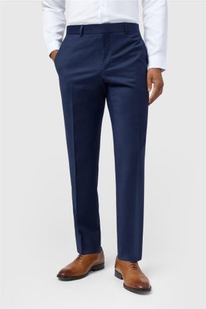 Ted Baker Mens Flat Fronted Slim Fit Suit Trousers in Dark Blue Wool - Size 44 Regular