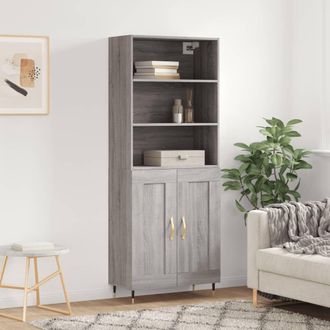 Berkfield Home Highboard Grey Sonoma 69.5x34x180 cm Engineered Wood