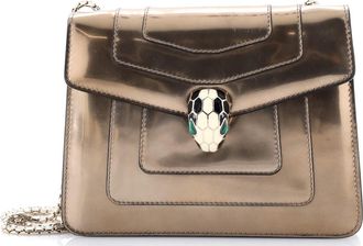Bulgari Serpenti Forever Square Shoulder Bag Metallic Leather Small