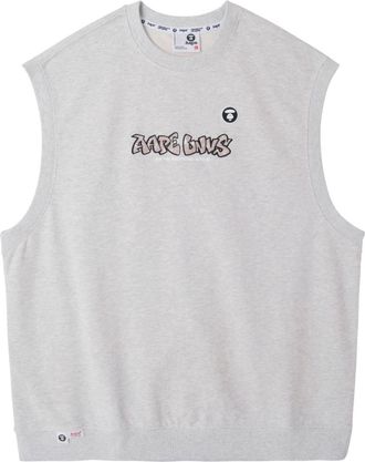Aape By A Bathing Ape logo-embroidered crew-neck vest - men - Cotton/Polyester - S - Grey