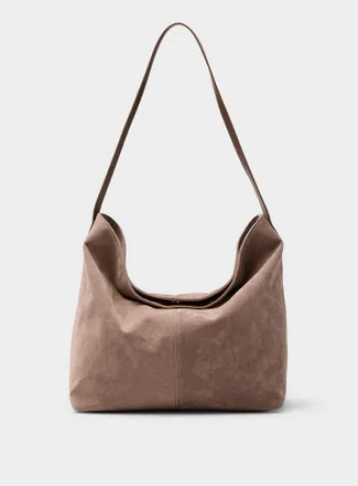 Simons Womens Supple faux-suede square hobo bag