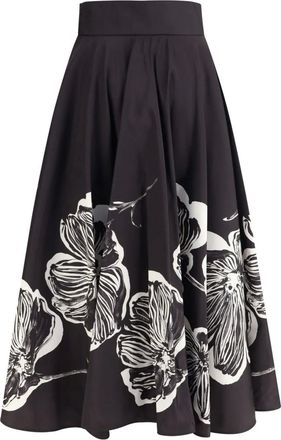 Sara Roka Midi-jurk met bloemenprint - Zwart