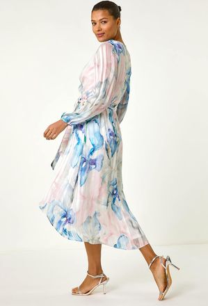 Roman Ruffle Midi Wrap Dress