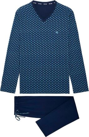 HOM Cairo Long Pajama Set in Navy Print at Nordstrom, Size Xx-Large