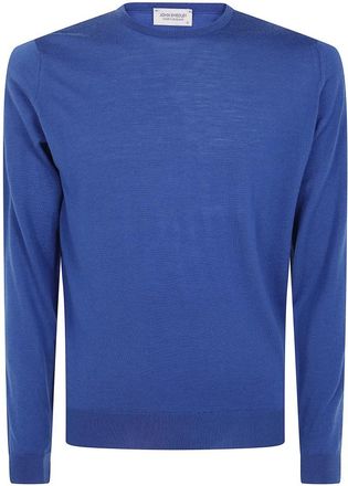 John Smedley Lundy Crewneck Pullover - Heren - Ronde hals truien - Blauw - 2XL - Wol - Truien & Vesten