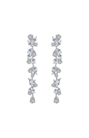 Untamed Petals Promise Crystal Drop Earrings in Silver at Nordstrom
