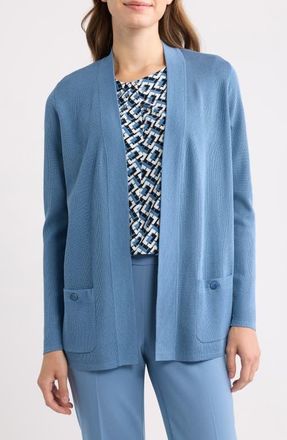 Anne Klein Malibu Open Front Cardigan in Dutch Blue at Nordstrom, Size X-Large