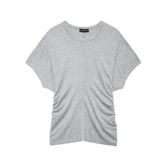 Anine Bing T-Shirts, female, Gray, Size: XS Gathered-side T-shirt