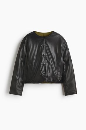 H&M Wendbare Pilotenjacke - Schwarz/Dunkles Khakigr&uuml;n