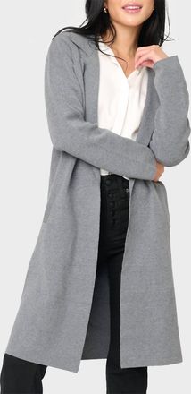 By Design Notch Collar Double Knit Long Cardigan In Charcoal Heather