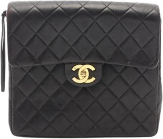 Chanel Pre-owned Vintage Rugzak - Dames - Vintage Rugzakken - Zwart - ONE Size - Leer - Vintage
