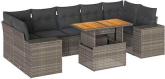 vidaXL Set De Sof&aacute;s De Jard&iacute;n Y Cojines 8 Piezas Rat&aacute;n Sint&eacute;tico Gris Vidaxl