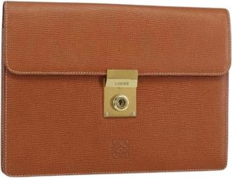 Loewe Pre-owned Clutches, female, Brown, Size: ONE SIZE Pre-owned Leather Clutch