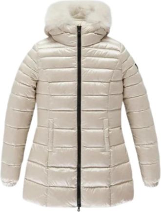 RefrigiWear Lange Bontjas met Logomouw - Dames - Winterjassen - Beige - L - Polyester - Jassen