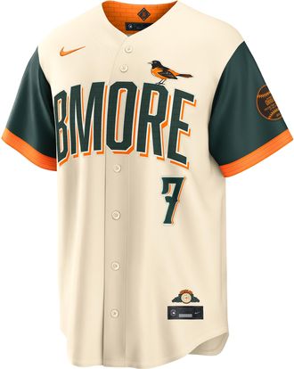 Nike Jackson Holliday Baltimore Orioles City Connect Nike Mens MLB Stadium Jersey in Brown | RE260H3GOL9-2SQ