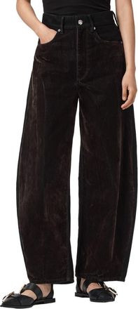 AllSaints Helena Flocked Barrel Leg Jeans in Cocoa Brown at Nordstrom, Size 31