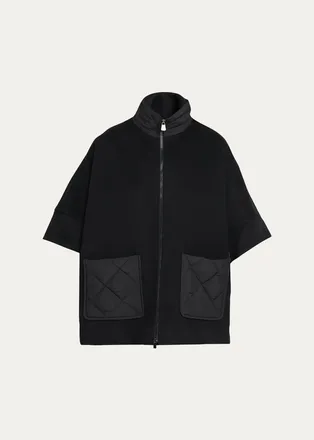 Cinzia Rocca Wool Cape with Quilted Pockets