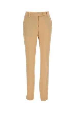 Alberto Biani Beige Straight-Leg Fluid Fabric Cropped Pants