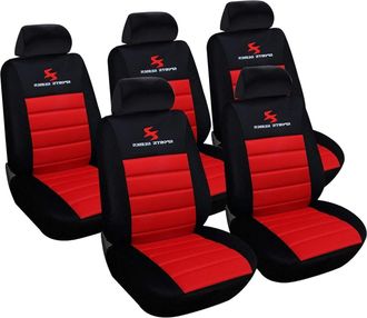 Woltu Woltu 5 Pz Set Coprisedili Universali Auto Seat Cover Protege Sedile Rosso