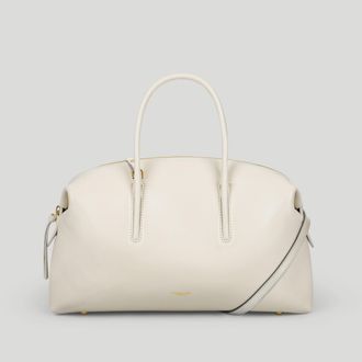 DeMellier The Midi Stockholm in Chalk Fine Grain Leather Top handle bag