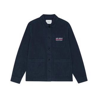 Les Deux Herringbone Artist Overshirt - Heren - Jassen - Blauw - Maat: L Katoen