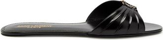Saint Laurent Babylone Pleated Leather Sandals - Black - 36 (IT36/ UK3)