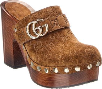 Gucci Gg Logo Suede Mule