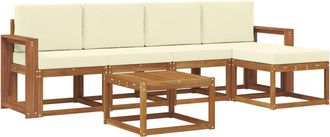 vidaXL Conjunto De Sof&aacute;s De Exterior 6 Uds. Natural Y Crema Vidaxl