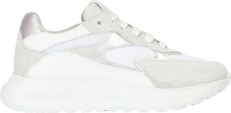 Roberto Cavalli Schoenen, Dames, Wit, 40 EU, Sneakers met veters en gemixte inzetstukken