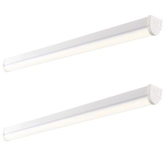 Loops 2 PACK 4ft Emergency Batten Light - 24.5W Cool White LED - Gloss White & Opal