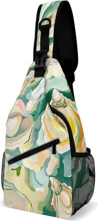 Generic Oysters Watercolor Pattern Mens Shoulder Bags Sling Crossbody Backpack Travel Hiking Chest Bag with Small Side 38x20cm