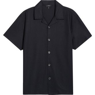 Reiss Warwick Texture Camp Shirt in Navy at Nordstrom, Size Xx-Large