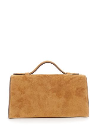 Savette Womens Handbag Symmetry Pochette Brown Suede Handbags Hand Bags