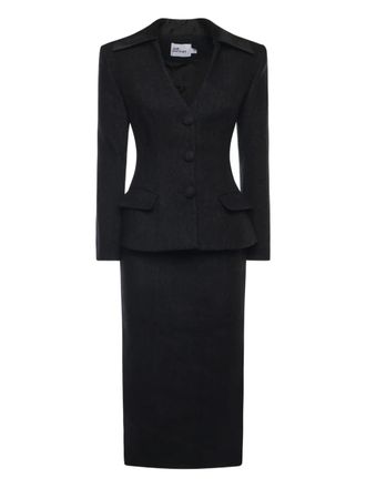 Self Portrait long-sleeve midi dress - Black