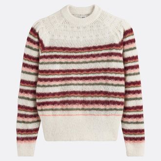 La Redoute Collections Gestreepte trui met ronde hals, mix van alpaca en wol