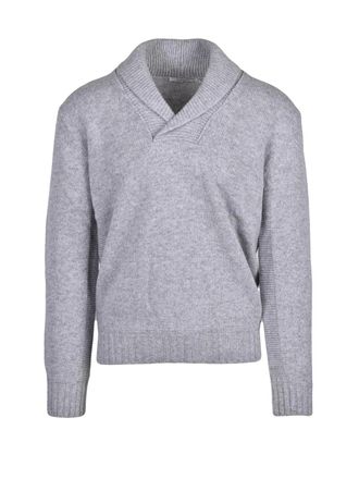 KANGRA Shawl Collar Merino Wool Sweater With Ribbed Cuffs
