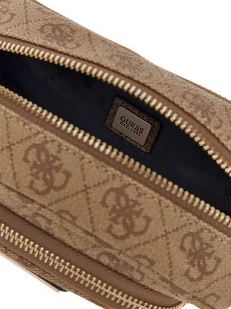 Guess Womens Pouch Latte Logo Polyurethane Bags - Pouches