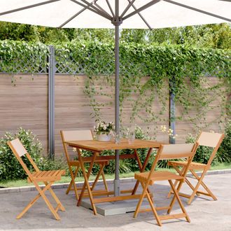 vidaXL Set De Comedor De Jard&iacute;n 5 Pzas Tela Madera Maciza Beige Vidaxl