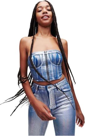 Karl Lagerfeld Denim Bustier - Dames - Tops zonder mouwen - Blauw - XS - Denim - Tops