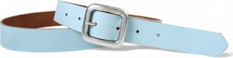 Fronhofer Genuine Leather Belt Square Silver Buckle 1.2 inches, Size:waist size 35.5 inch (90 cm), Color:Aqua