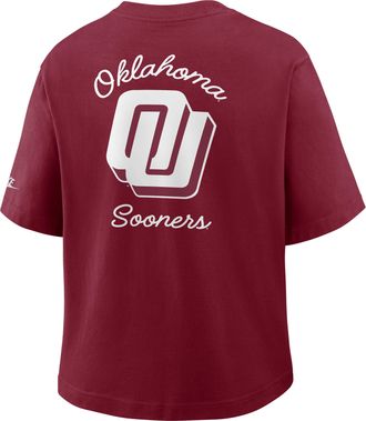 Nike Oklahoma Legacy Pocket Boxy Nike Womens College T-Shirt in Red | 11CM69WOKV-SYF