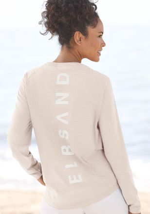 Elbsand Longsleeve ELBSAND Tira, Damen, Gr. XXL (44), beige (creme meliert), Jersey, Obermaterial: 50% Baumwolle, 50% Polyester, meliert, figurumspielend h&uuml;ft