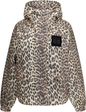 Ganni Luipaard Regenjas Jas Urban Stijl - Dames - Regenjassen - Veelkleurig - L/Xl - Nylon - Jassen
