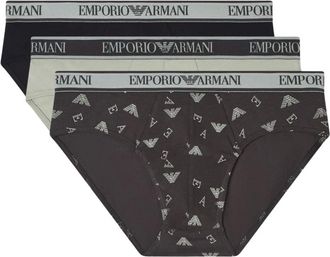 Emporio Armani Bottoms, male, Multicolor, Size: XL Three-pack of briefs with Core logo waistband