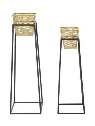 Mauro Ferretti Soporte Para Macetas Cuadrado Pareja Cm &Oslash; 23x70-20x60