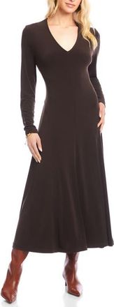 Karen Kane Kate Long Sleeve Jersey Midi Dress in Brown at Nordstrom, Size X-Large