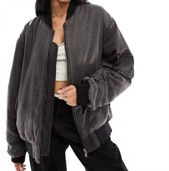 Asos Womens Long Sleeves Bomber Jacket In Grey